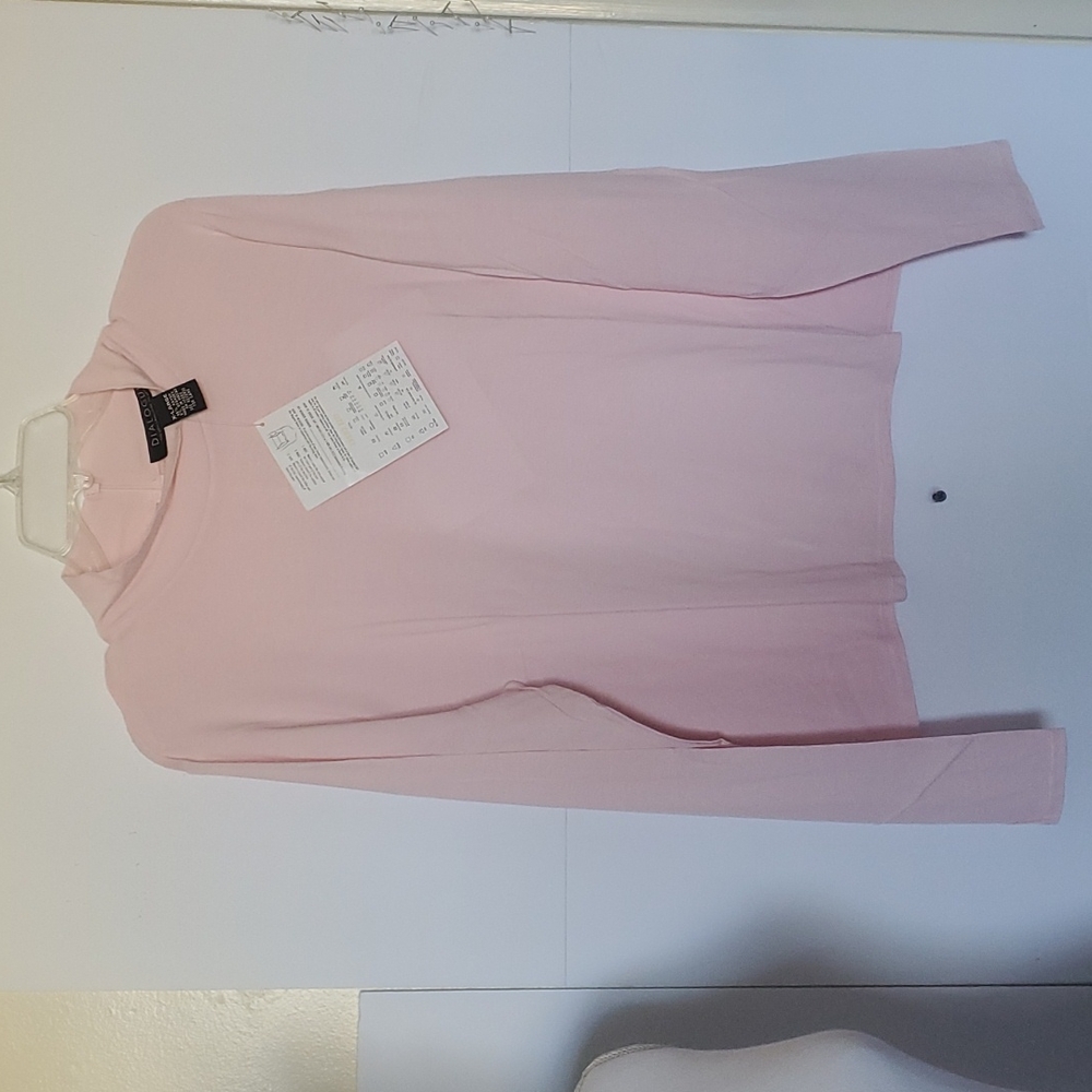 Women's Size XL Rayon Spandex Pastel Pink Soft Faux Turtleneck Back Zipper Top